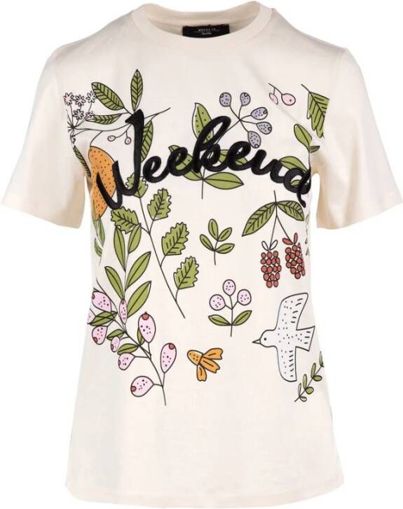 Max Mara Weekend Talento Logo Print T-Shirt Beige Dames