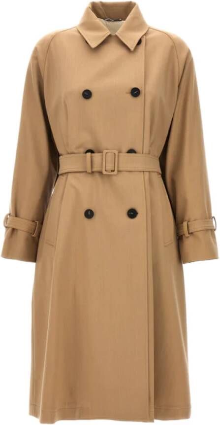 Max Mara Dubbelbreasted Camel Trenchcoat Brown Dames
