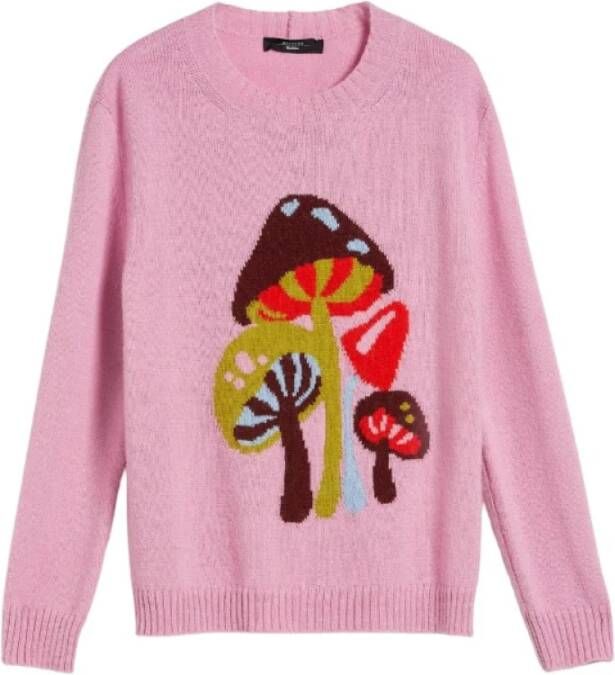 Max Mara Zachte alpaca- en wollen trui met intarsia ontwerp Pink Dames