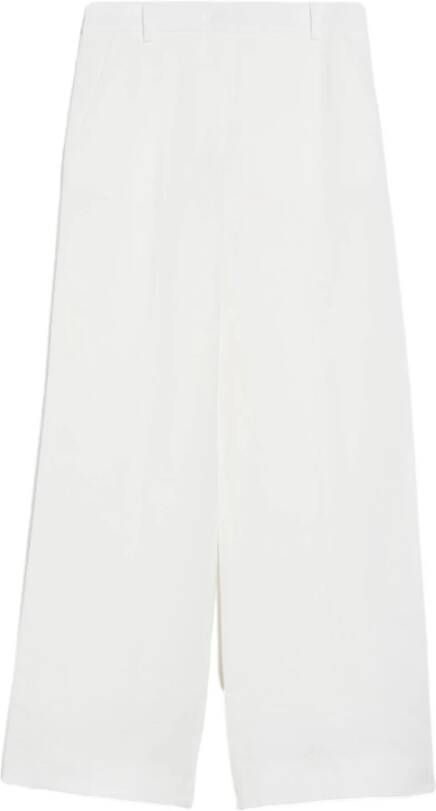 Max Mara Weekend Wijde Linnen Broek White Dames
