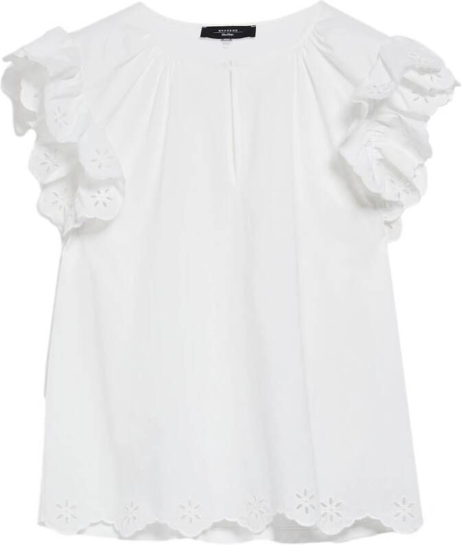 Max Mara Weekend Witte Giulio Blouse met Gerimpelde Mouwen White Dames