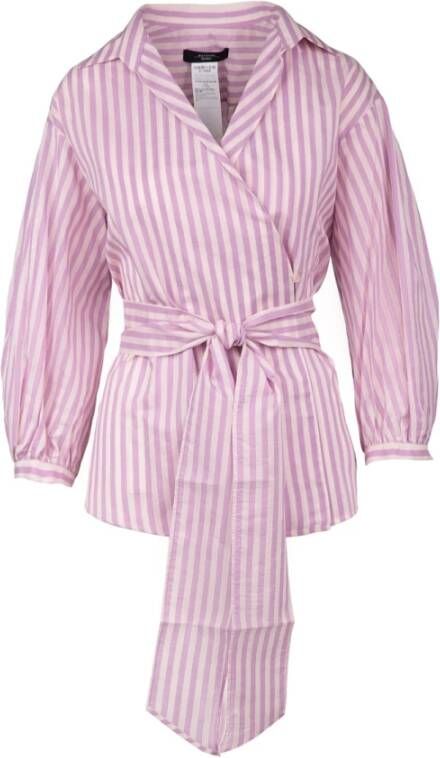 Max Mara Weekend Zilver Gestreepte Blouse Roze Dames