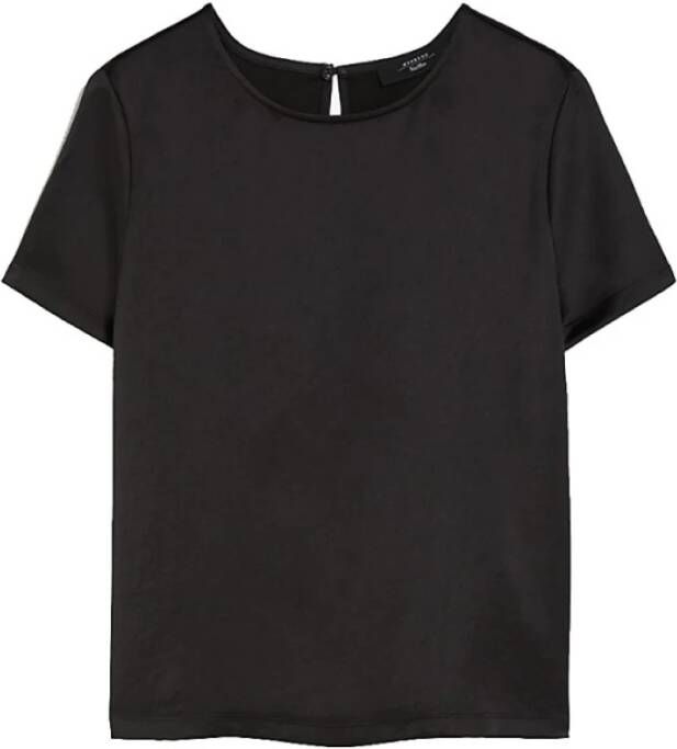 Max Mara Weekend Zwarte T-shirt met Lange Mouwen Gilbert Zwart Dames