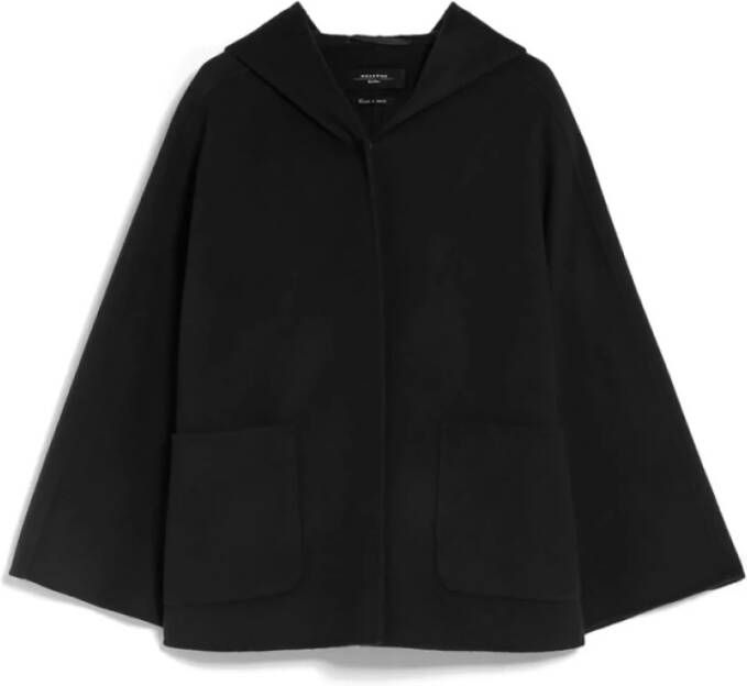 Max Mara Weekend Zwarte wollen capejas met capuchon Zwart Dames