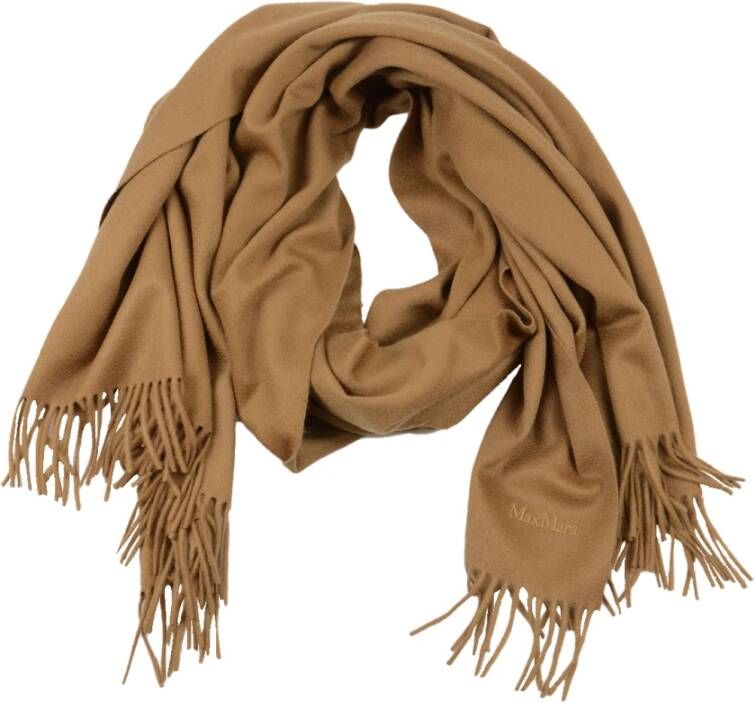 Max Mara Baci Kamelen Cashmere Sjaal met Logo Brown Dames