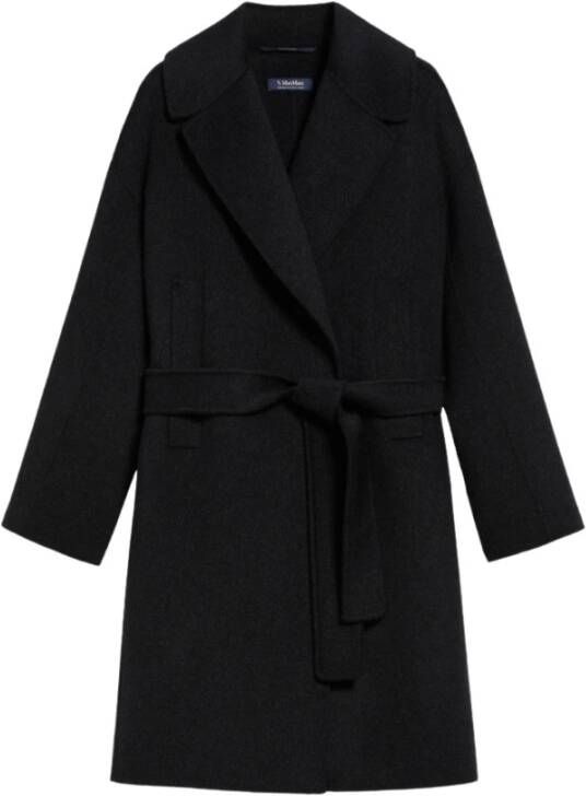Max Mara Donkergrijze Wollen Jas Eolo Black Dames
