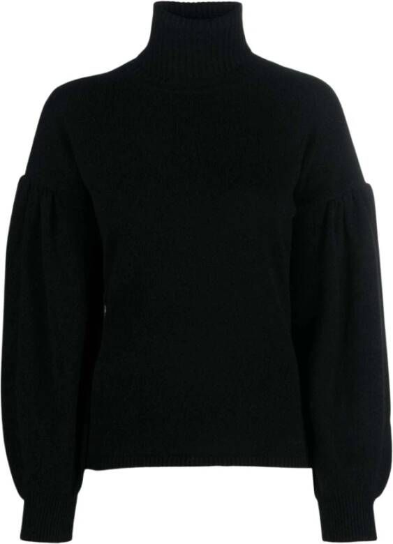 Max Mara Wollen Turtleneck Trui met Ballonmouwen Zwart Dames