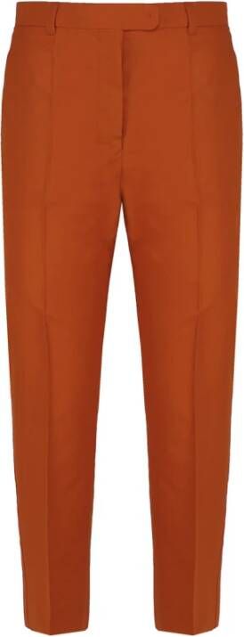 Max Mara Zijden Canvas Chinos Oranje Dames