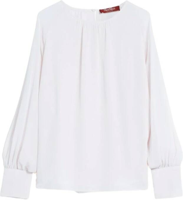 Max Mara Zijden Georgette Blouse met Raglanmouwen Wit Dames