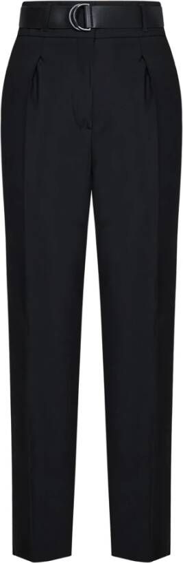 Max Mara Zwarte broek met hoge taille en riem Zwart Dames