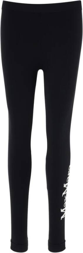 Max Mara Zwarte Elogio Leggings met Ecru Logo Zwart Dames