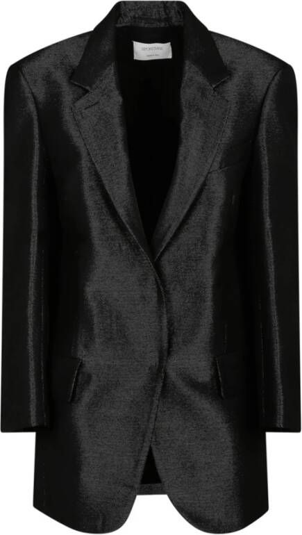 Max Mara Zwarte oversized blazer met metalen effect Black Dames