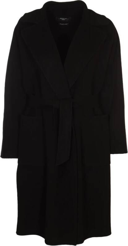 Max Mara Weekend Gebreide wollen jas met riem voor dames Zwart Dames