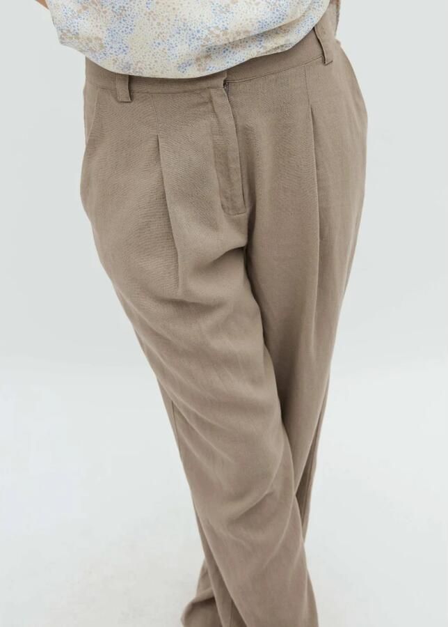 MbyM Wide leg linnen broek met bandplooien model 'Cristiana'