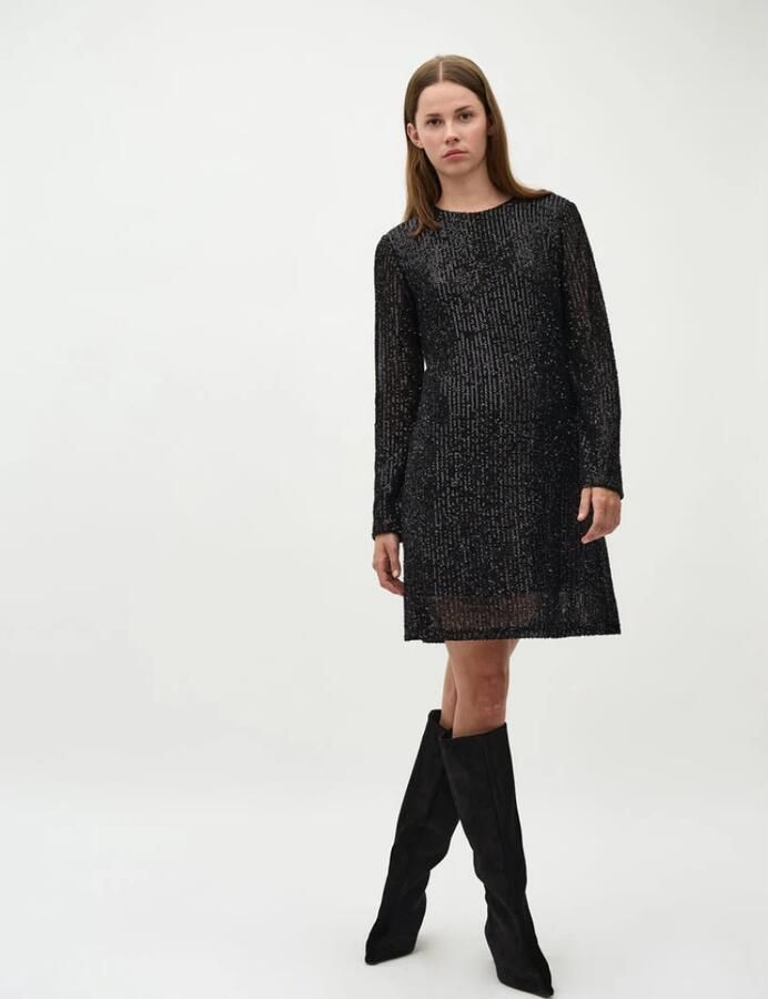 MbyM Zwarte Haliana Jurk met Pailletten Black Dames - Foto 2