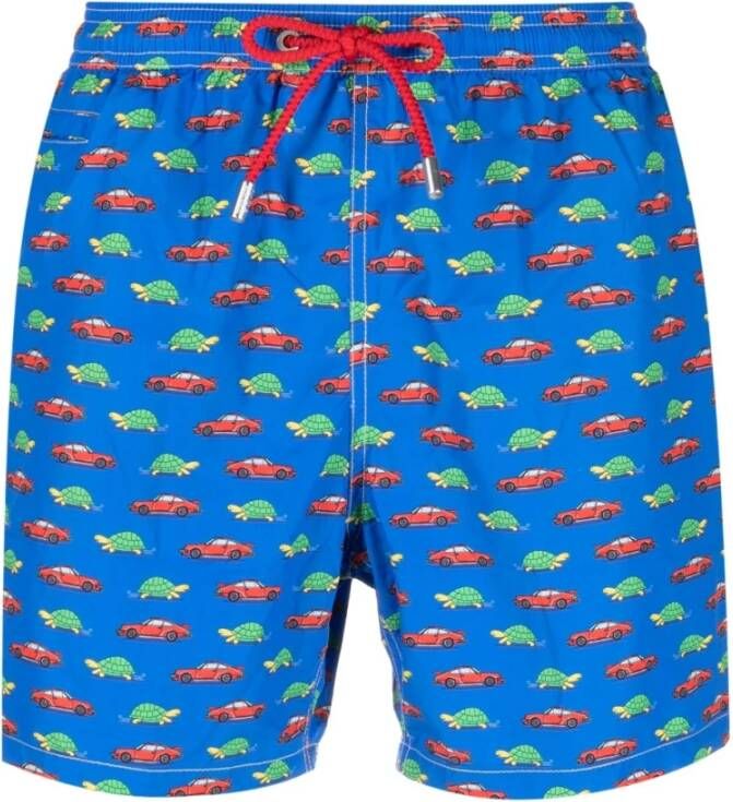 MC2 Saint Barth Blauwe Zee Kleding Schildpad Print Zwembroek Multicolor Heren