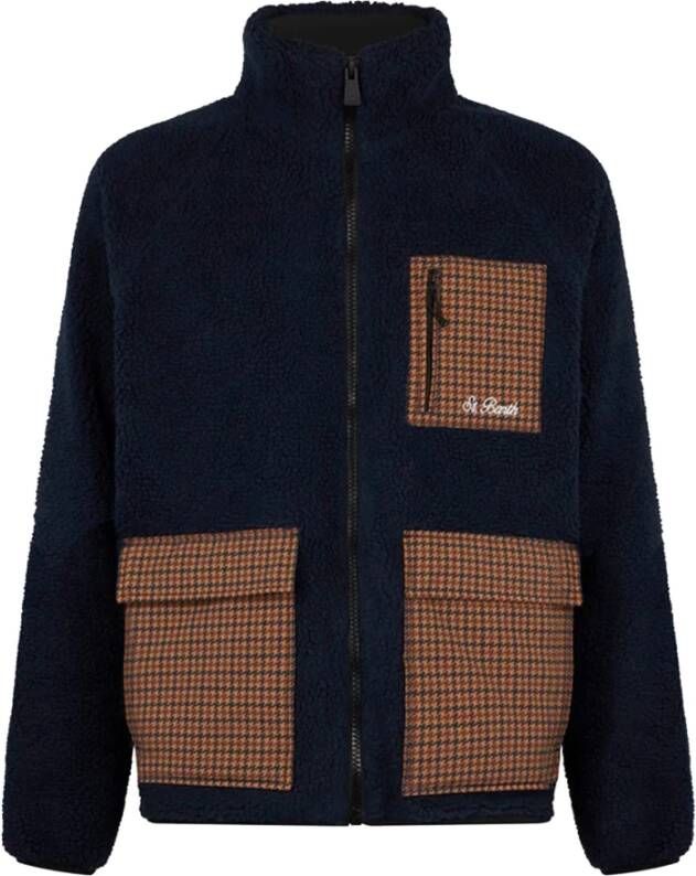 MC2 Saint Barth Blauwe Sherpa Fleece Trui Blauw Heren