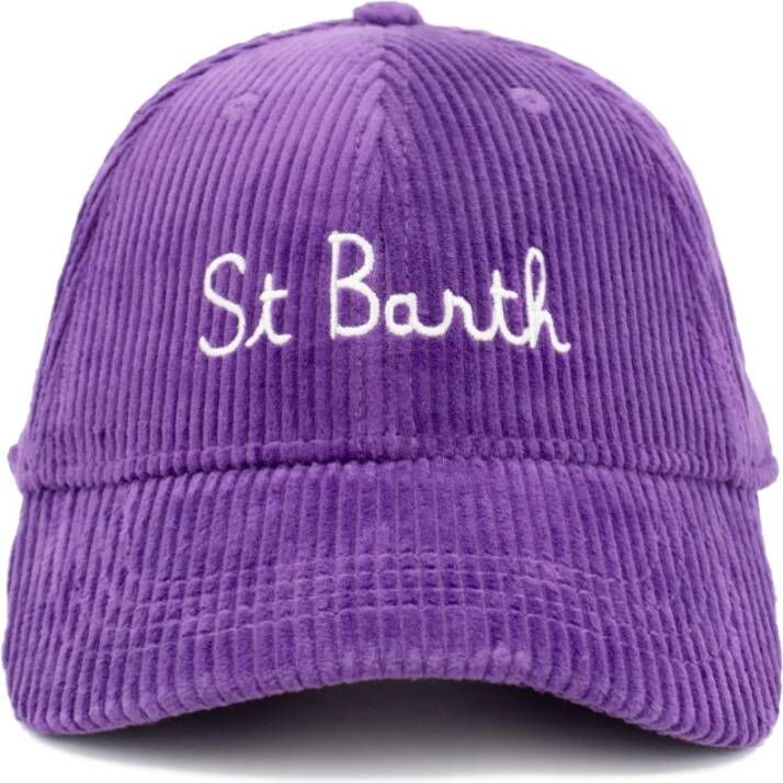 MC2 Saint Barth Corduroy Baseball Cap met Borduursel Purple Dames