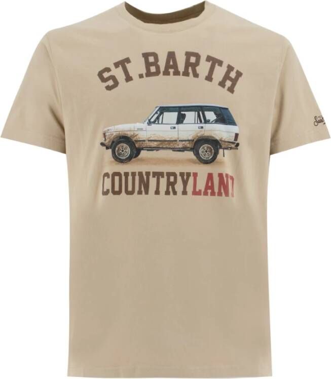 MC2 Saint Barth Katoenen T-shirt met Geborduurd Logo Beige Heren
