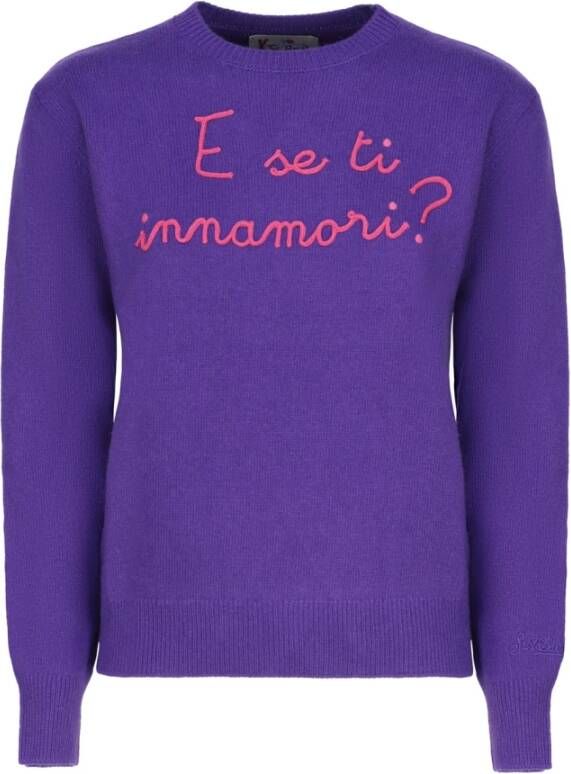 MC2 Saint Barth Zachte en comfortabele Queen O-Neck Jumpers Purple Dames