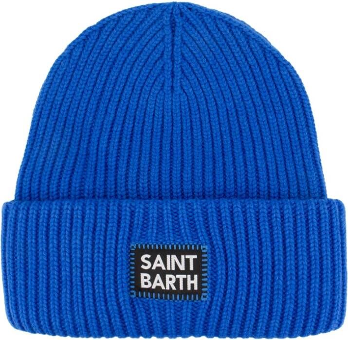 MC2 Saint Barth Logo Gebreide Muts Onmisbaar Accessoire voor het Seizoen Blauw Heren