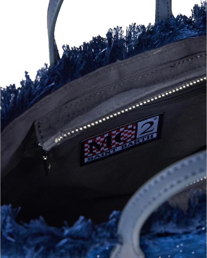 MC2 Saint Barth Blauwe Velvet Franje Mini Vanity Tas Blue Dames - Foto 2