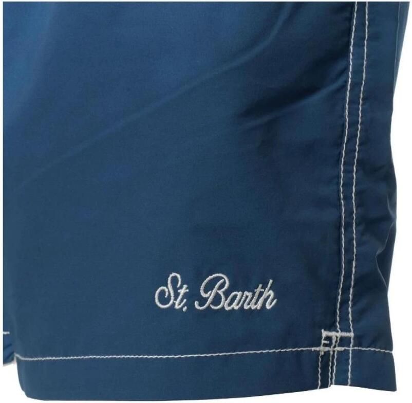 MC2 Saint Barth Blauwe Nylon Zwemshorts Elastische Taille Blue Heren