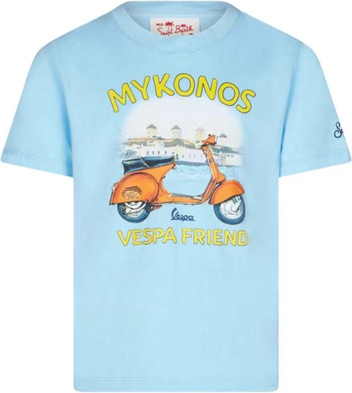 MC2 Saint Barth Mykonos Vespa T-shirt Lichtblauw 05837D -31 Blauw Heren
