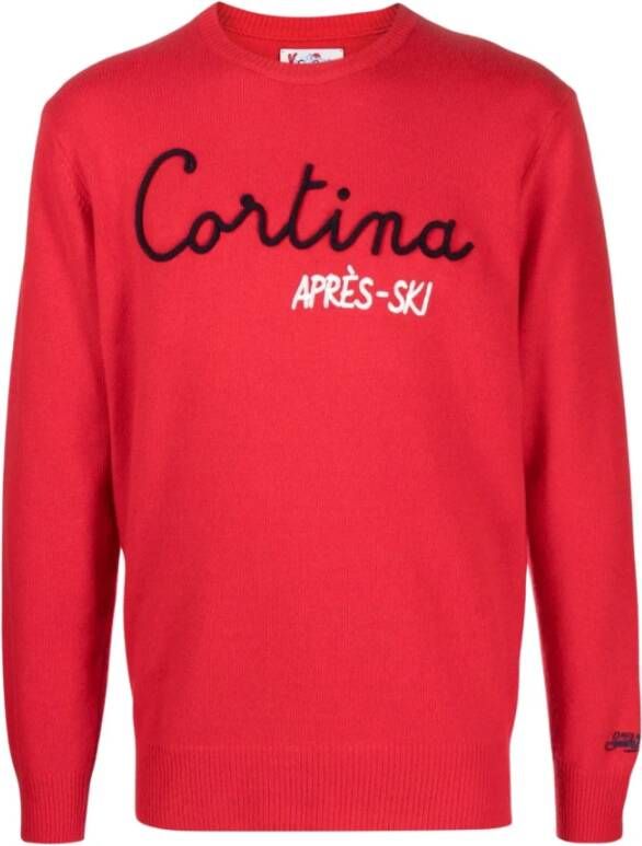 MC2 Saint Barth Rode Intarsia-Gebr. Logo Trui Rood Heren