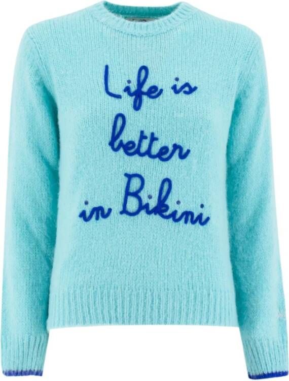 MC2 Saint Barth Dameskleding Gebreide kleding Life Bikini 56 Emb Aw23 Blue Dames