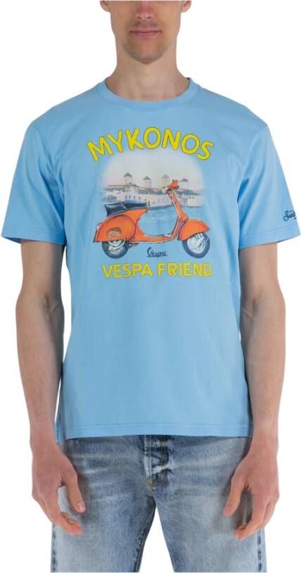 MC2 Saint Barth Mykonos Vespa T-shirt Lichtblauw 05837D -31 Blauw Heren