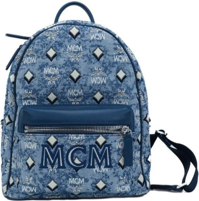 MCM Vintage Blauwe Monogram Rugzak Blue Dames