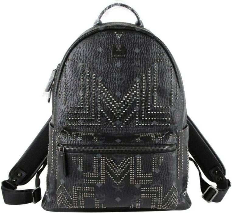 MCM Canvas rugzak met leren handvat en verstelbare banden Zwart Dames