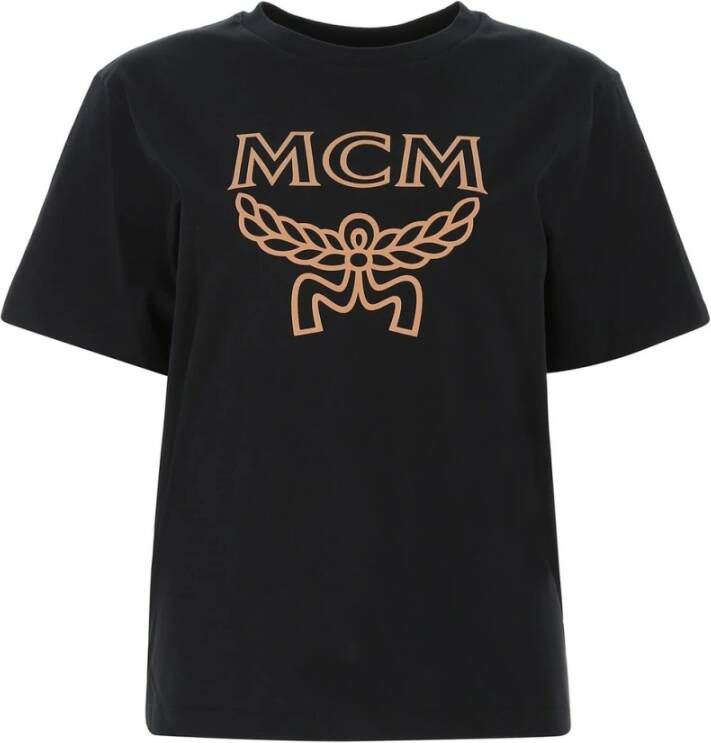 MCM Essentiële Logo-Print T-shirt Zwart Dames