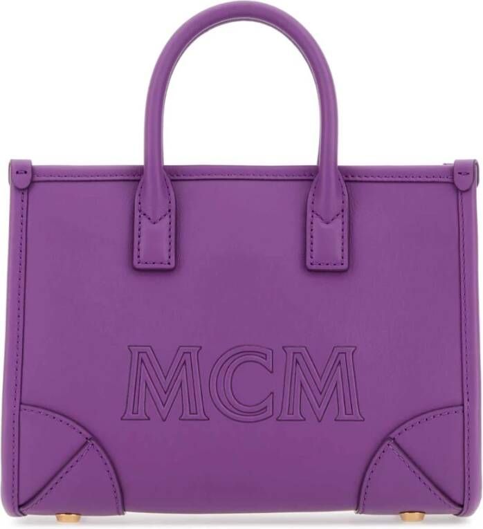 MCM Lichtpaarse Leren Mini München Handtas Purple Dames