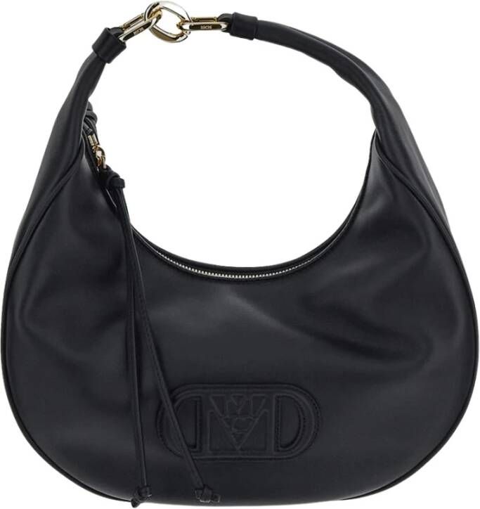 MCM Luxe Leren Hobo Tas Zwart Dames