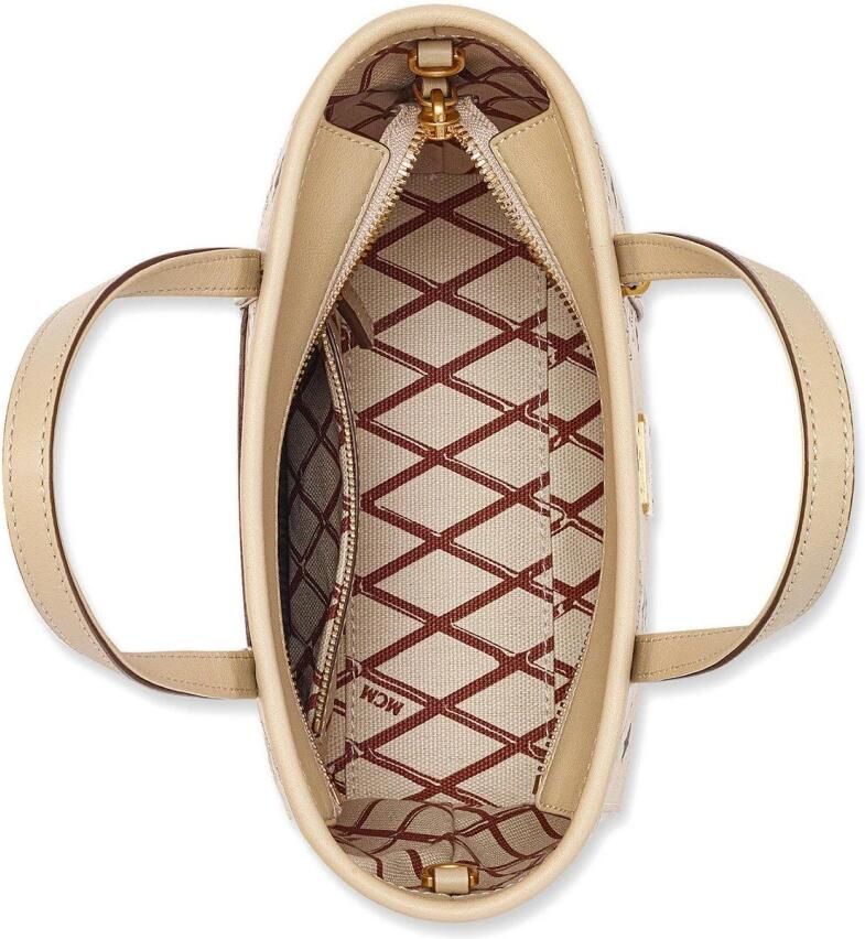 MCM Aren Shopper met rits in Visetos Beige Dames - Foto 2