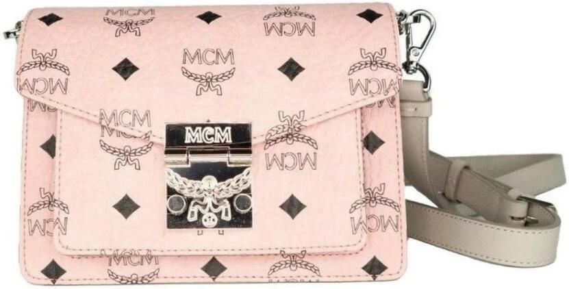 MCM Handtas Zacht roze lederen mini flap lock crossbody handtas - Foto 4
