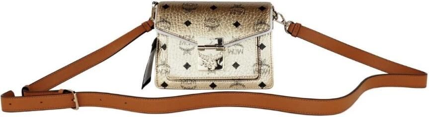 MCM Handtas Gold Diamond Logo lederen Mini Flap Lock Crossbody handtas - Foto 4