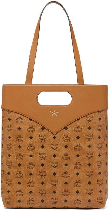 MCM Diamanten Tote Tas in Visetos Leder Mix Brown Unisex - Foto 7