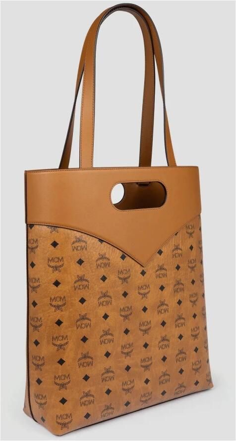 MCM Diamanten Tote Tas in Visetos Leder Mix Brown Unisex - Foto 6