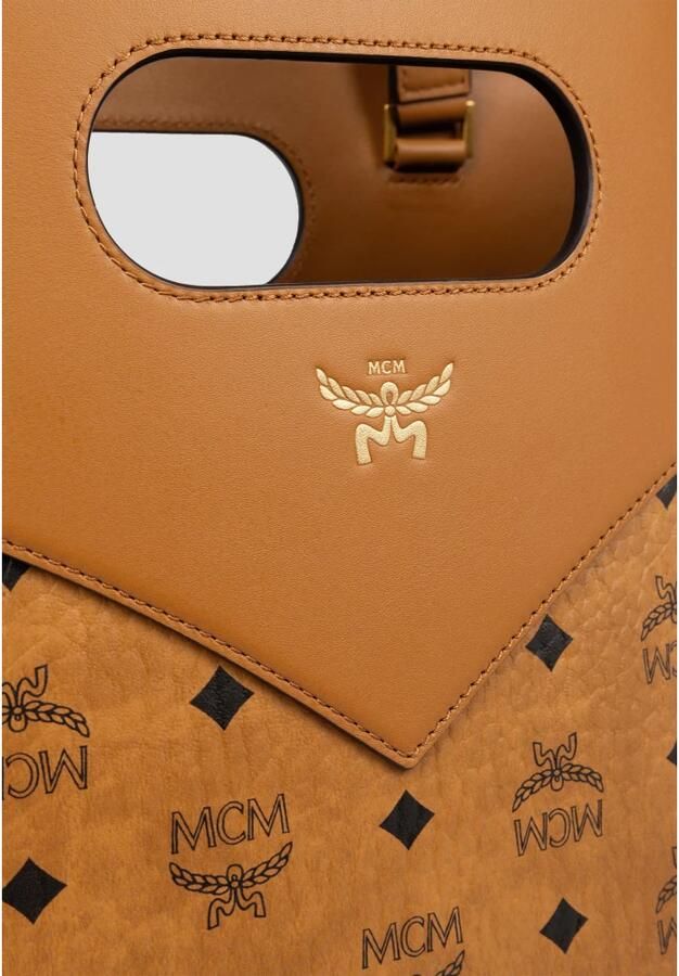 MCM Diamanten Tote Tas in Visetos Leder Mix Brown Unisex - Foto 4