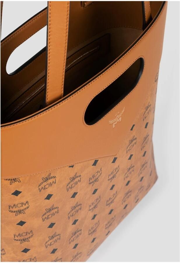 MCM Diamanten Tote Tas in Visetos Leder Mix Brown Unisex - Foto 5