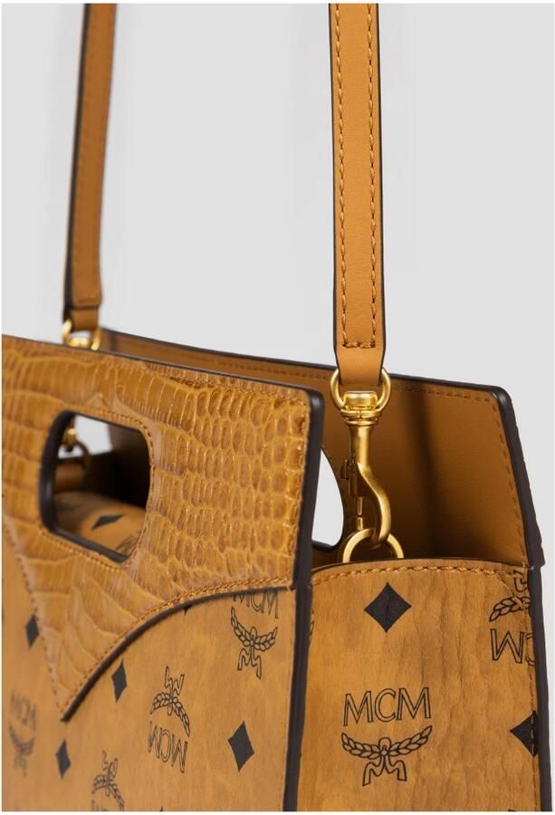 MCM Diamond draagtas in Visetos en leer met krokodillenprint Brown Dames - Foto 4