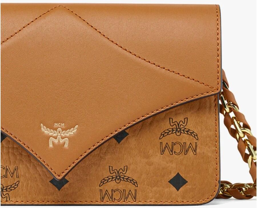 MCM Diamond Schoudertas in Visetos Leder Mix Brown Dames - Foto 6