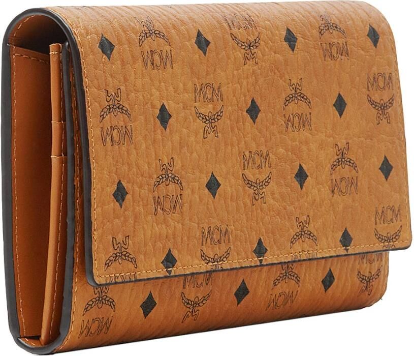 MCM Drievoudige portemonnee in Visetos Brown Dames