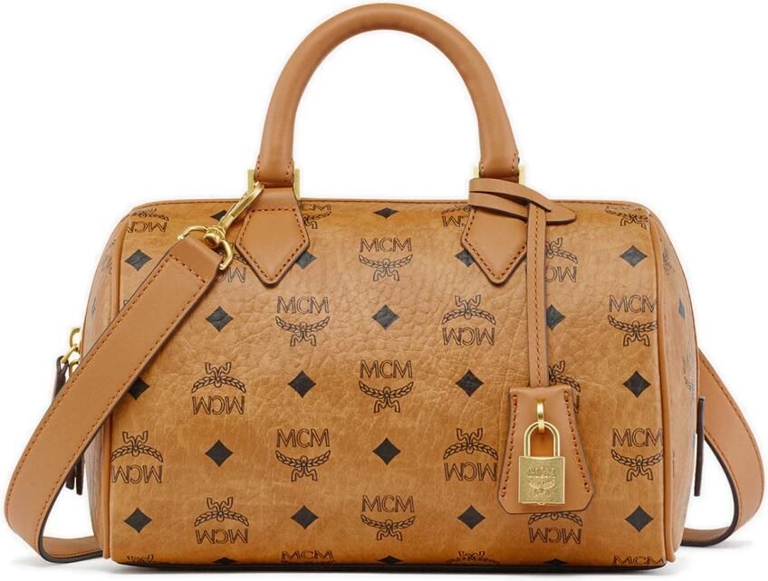 MCM Ella Boston Handtas met Buisvormige Handvatten Brown Dames
