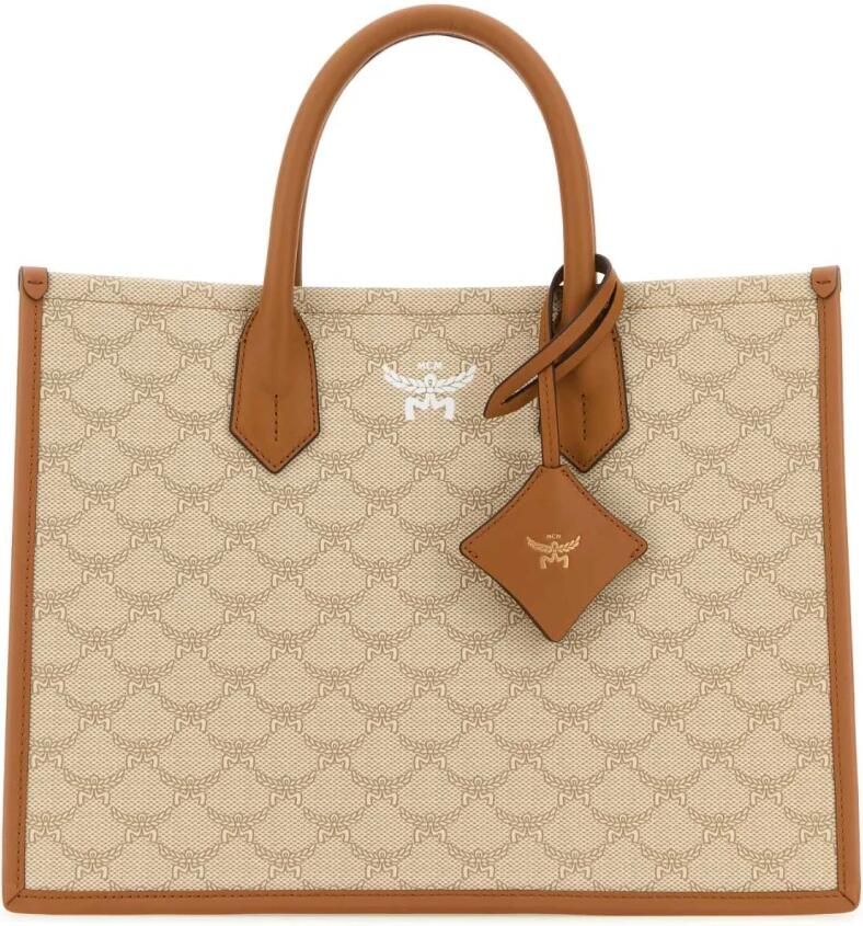 MCM Verstelbare Geometrische Handtas met Schouderband Beige Dames