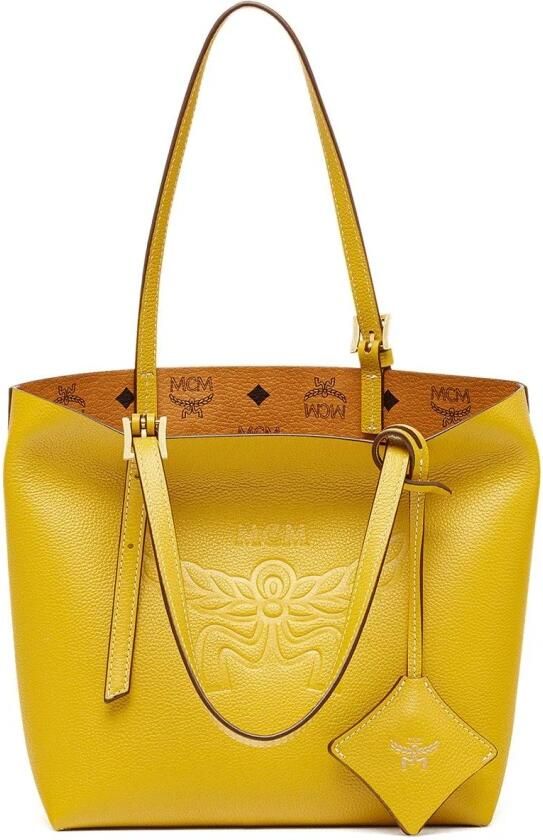 MCM Shoppers Himmel Leather Doppel Shopper Mini Y9 in geel