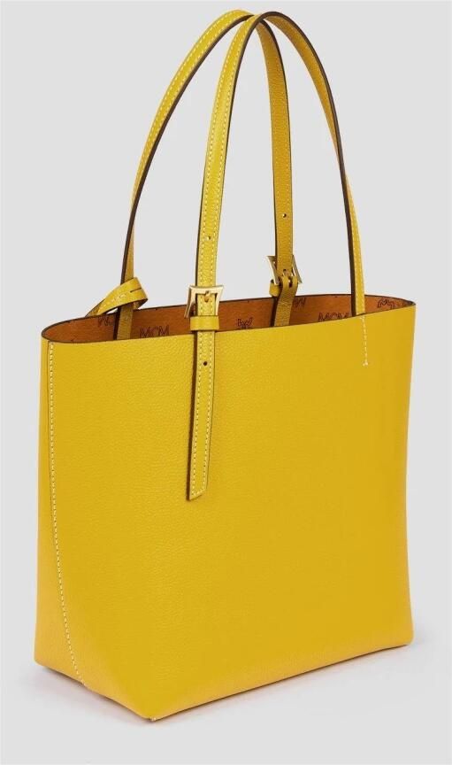 MCM Shoppers Himmel Leather Doppel Shopper Mini Y9 in geel - Foto 5